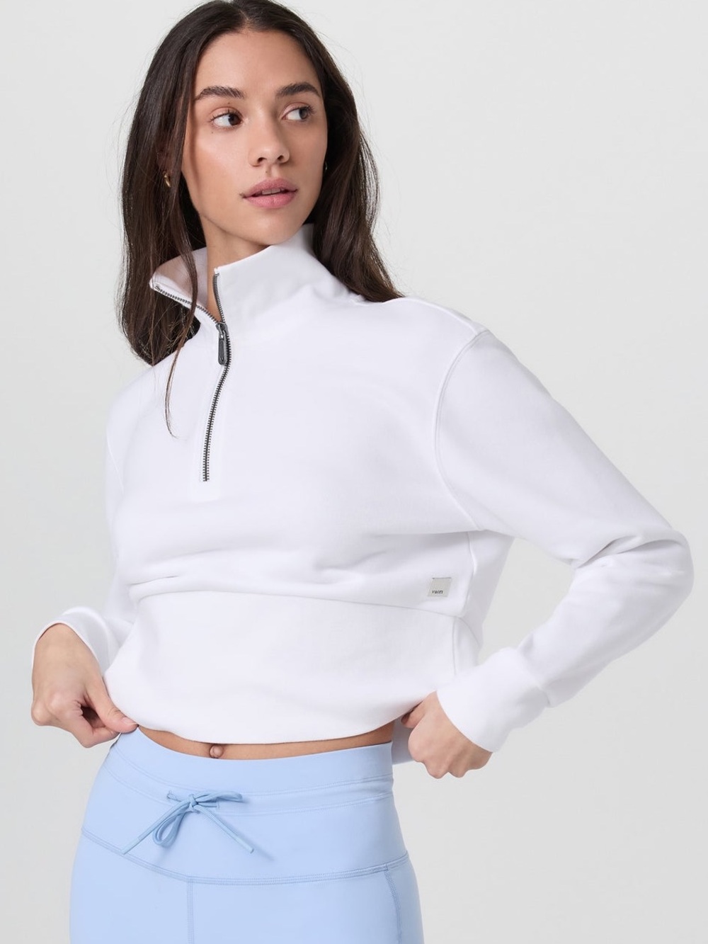 Vuori Sedona Sport Cropped Half Zip Pullover White Sweatshirt Sz S